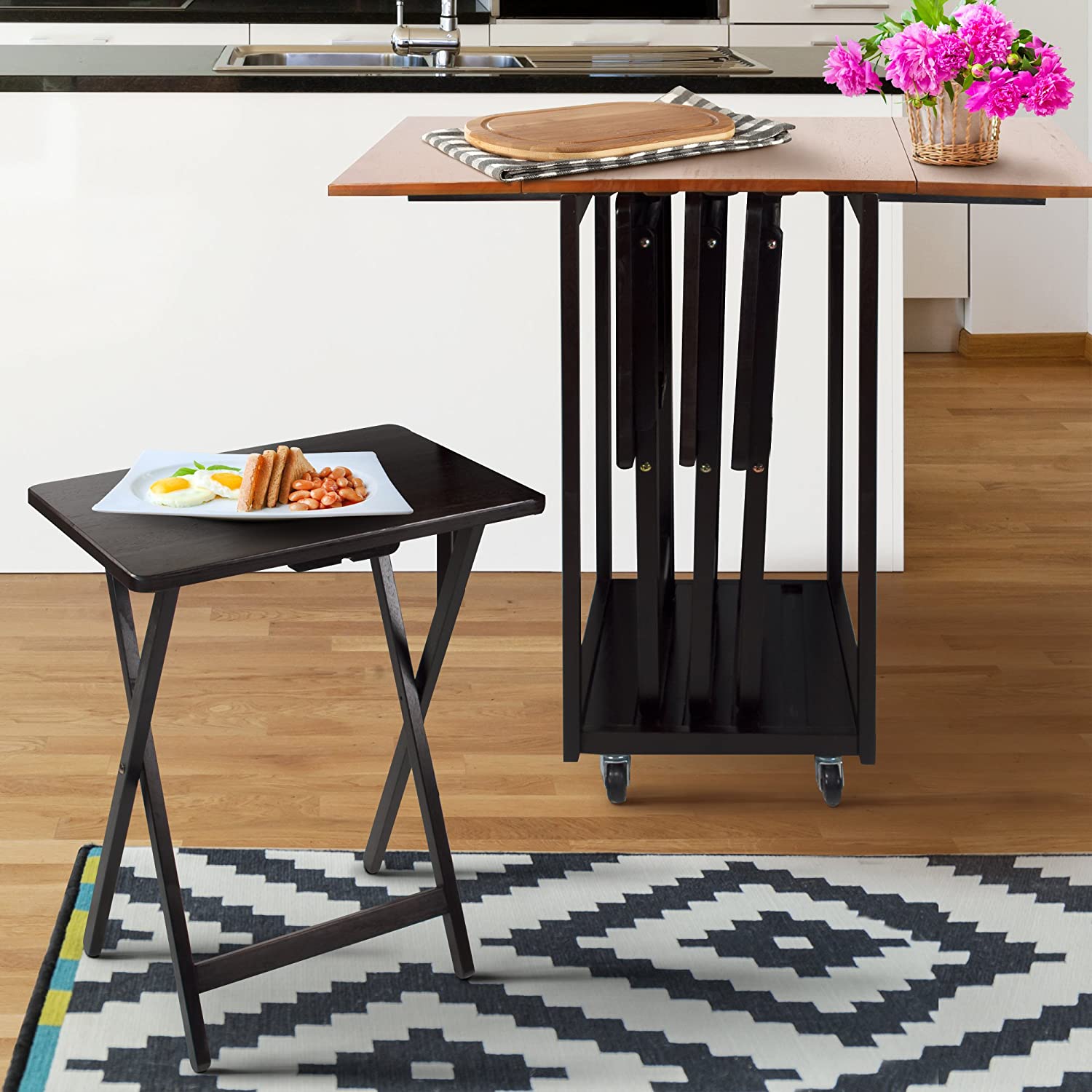 Casual Home Drop Leaf Table with TV Trays