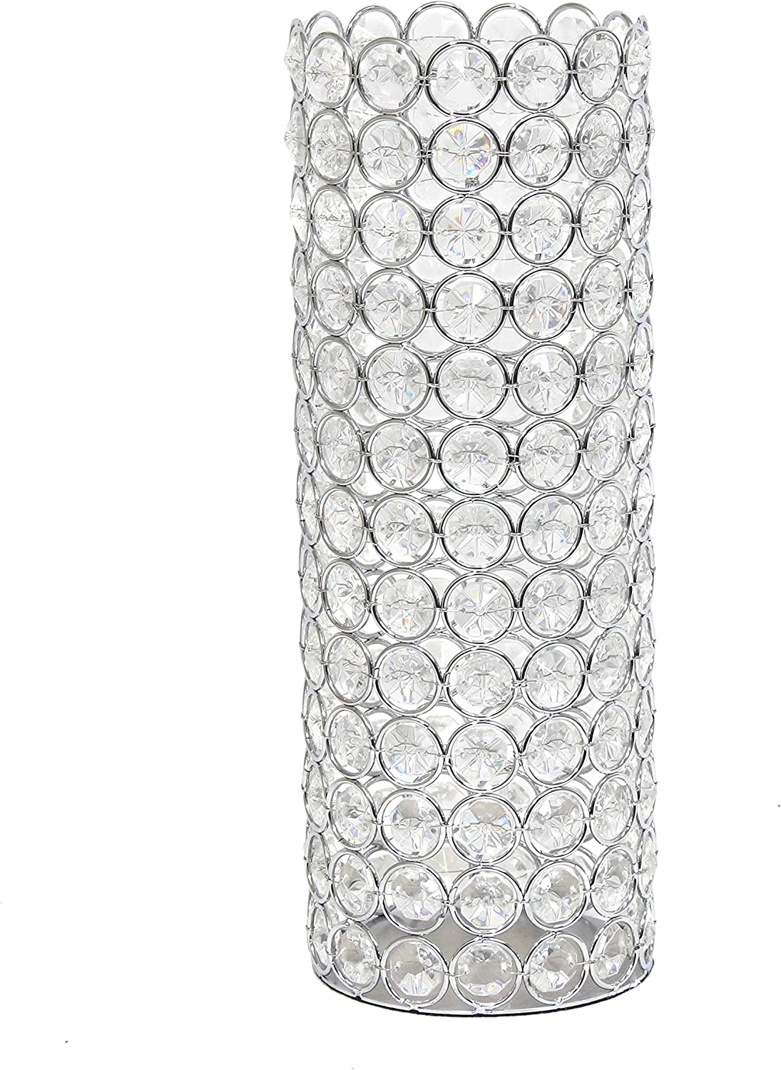 Elegant Designs Elipse Crystal Decorative Vase, 11.25 Inch, Chrome