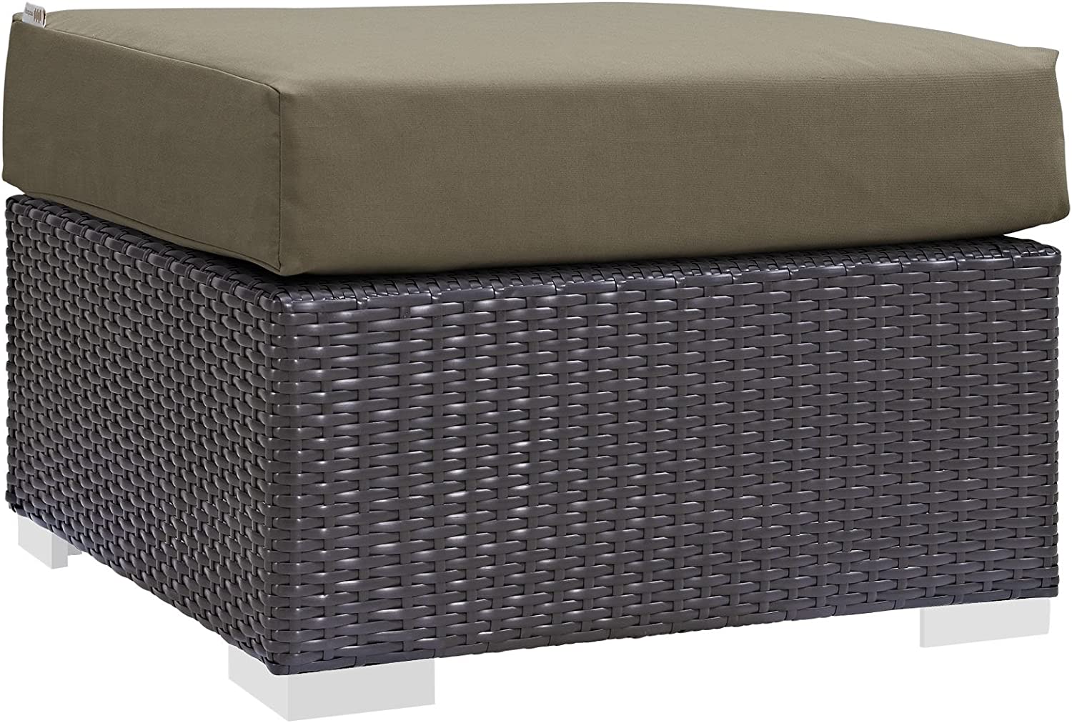 Modway EEI-1911-EXP-MOC Convene Patio Fabric Square Ottoman Outdoor Furniture, Espresso Mocha