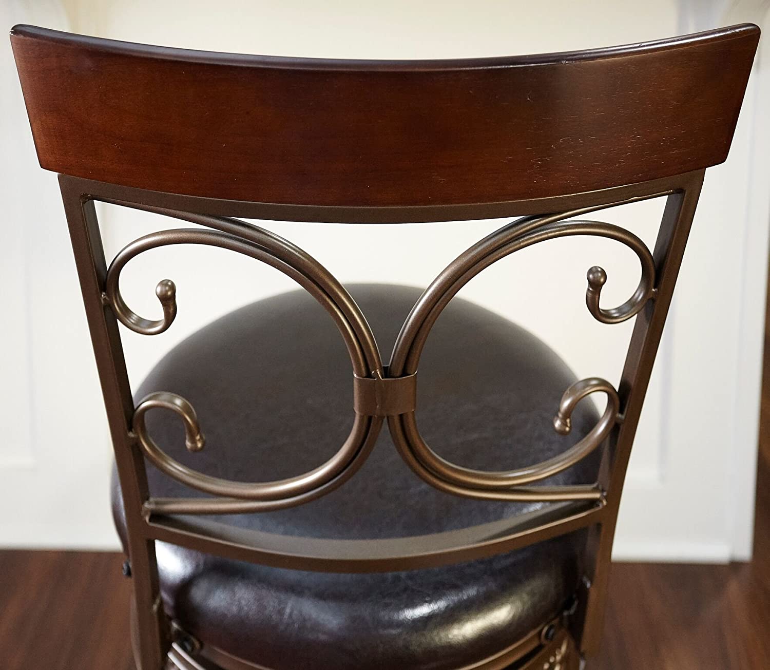 Powell Big and Tall Back Scroll Counter Stool, Height, Dark Bronze/Brown