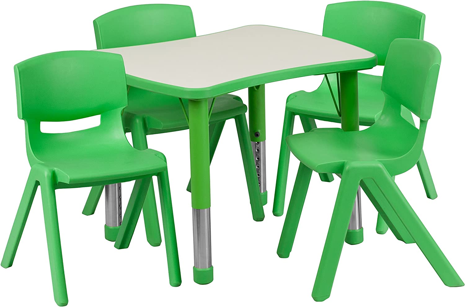 Flash Furniture 21.875&#34;W x 26.625&#34;L Rectangular Natural Plastic Height Adjustable Activity Table Set with 4 Chairs