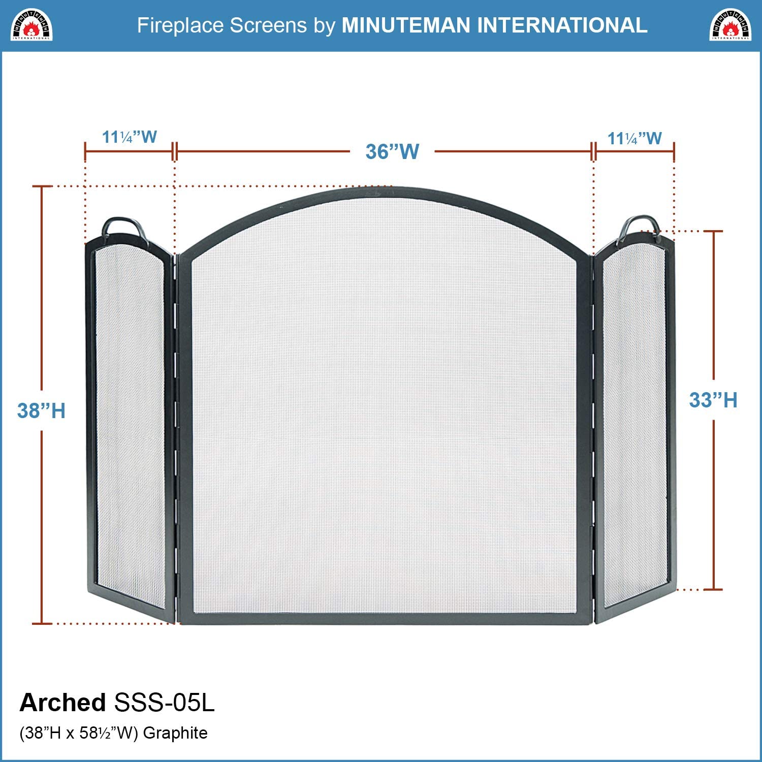 Minuteman International SS-31 Twisted Rope Folding Fireplace Screen