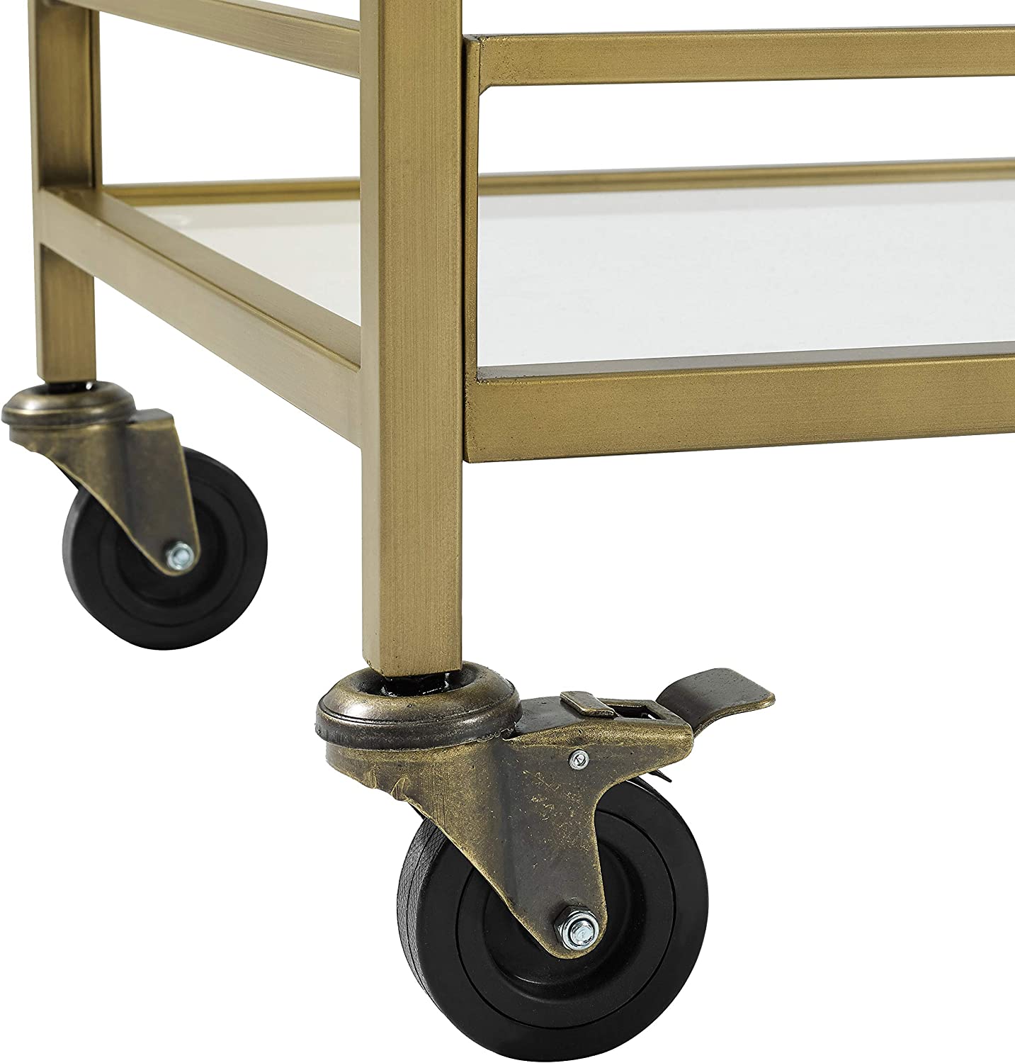 Crosley Furniture Aimee Rolling Bar Cart, Gold and Glass, Model:CF4007-GL