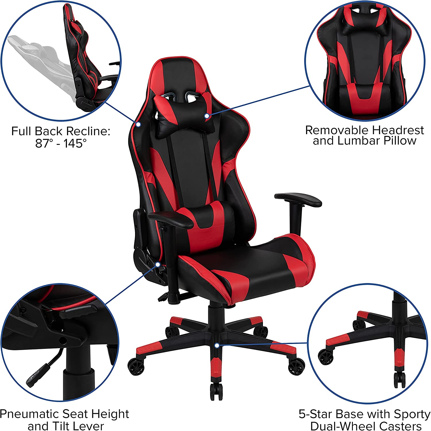 Flash Furniture Black Gaming Desk and Red/Black Reclining Gaming Chair Set with Cup Holder, Headphone Hook, and Monitor/Smartphone Stand