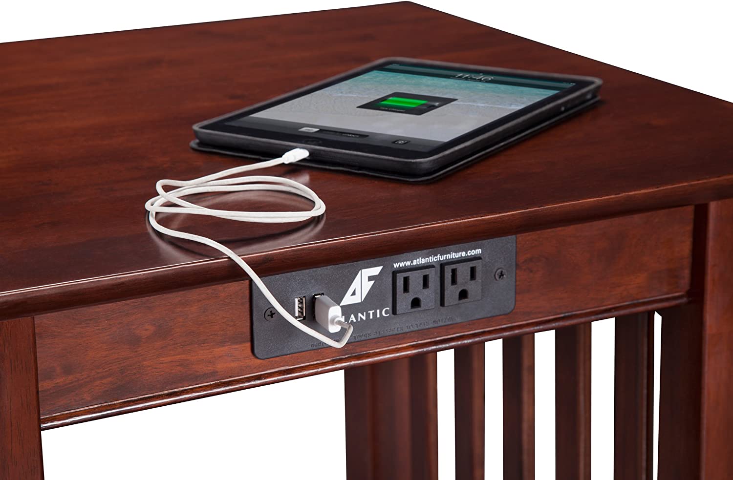 AFI Mission Printer Stand with Charging Station, Walnut