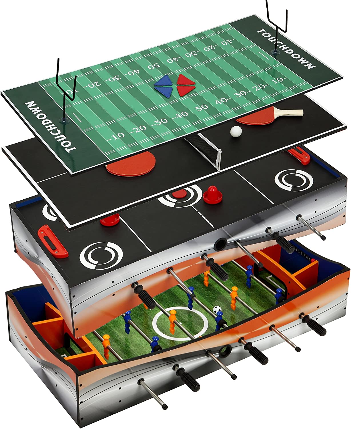 Hathaway Revolver 40-in 4-1 Tabletop Multi-Game with Foosball, Table Tennis, Glide Hockey, and Finger Football (BG1143M)