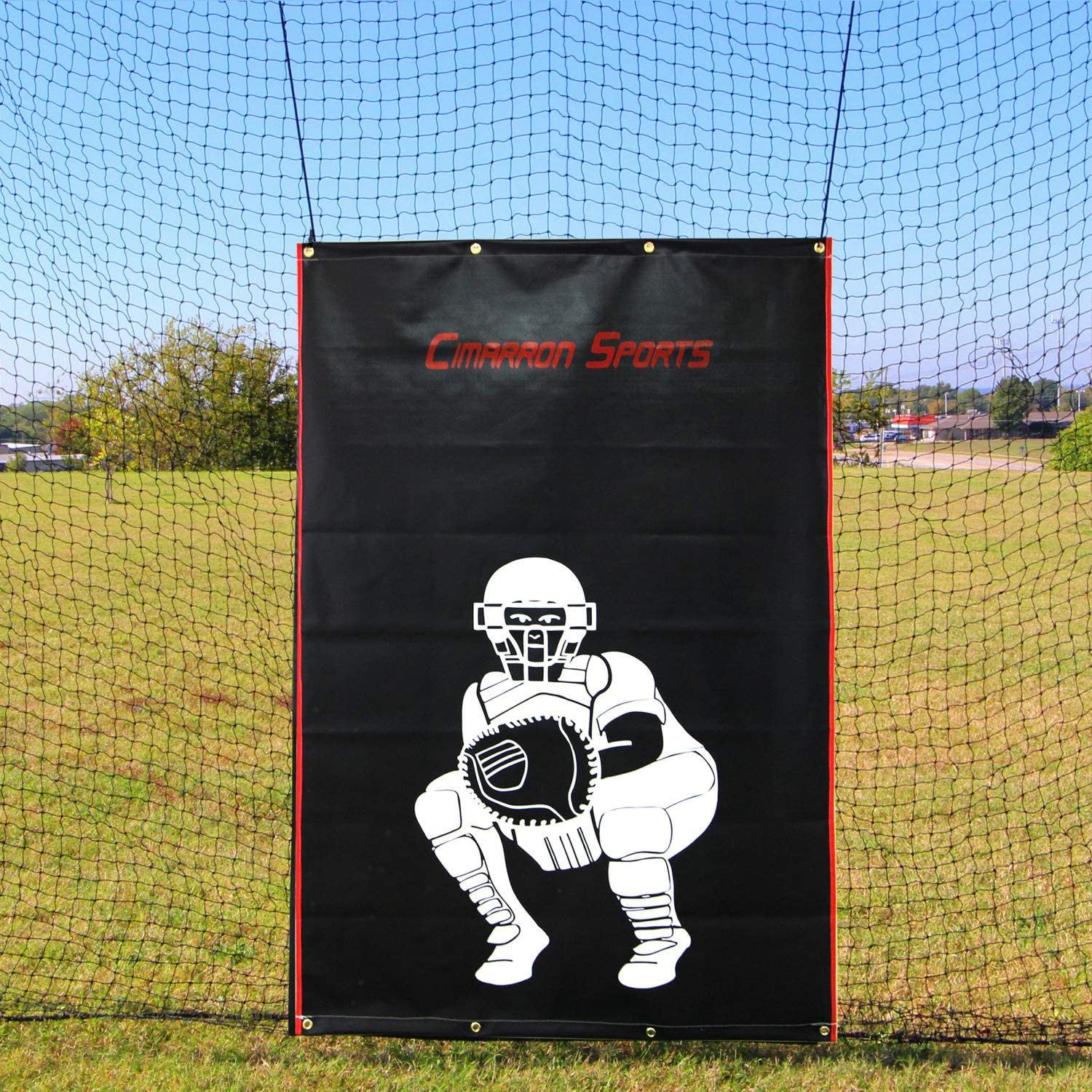 Cimarron Sports 4 x 6 Foot Baseball Softball Pitcher Training Aid Practice Batting Cage Net Vinyl Backstop with Catcher Image, Backstop Only