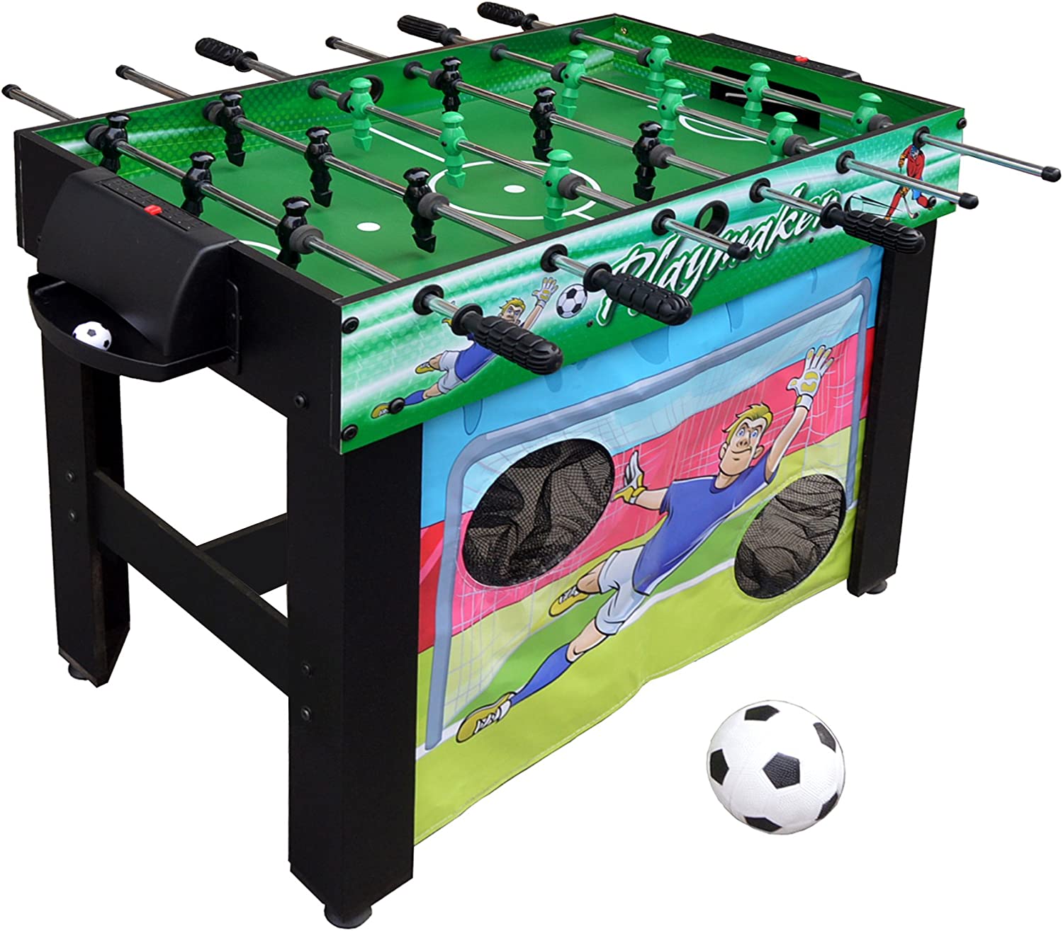 Hathaway Playmaker 3-in-1 Foosball Multi-Game Table with Soccer and Hockey Target Nets for Kids