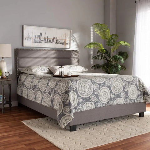 Baxton Studio Ansa Modern and Contemporary Grey Fabric Upholstered Full Size Bed