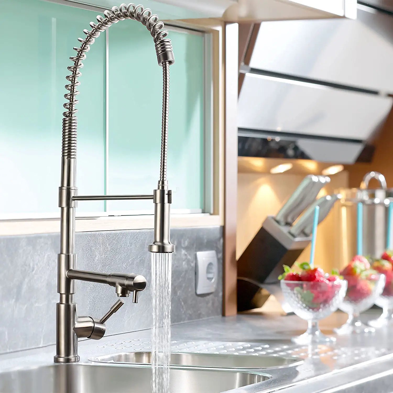 Waterhaus Lead Free Solid Stainless Steel Pull Down Kitchen Faucet