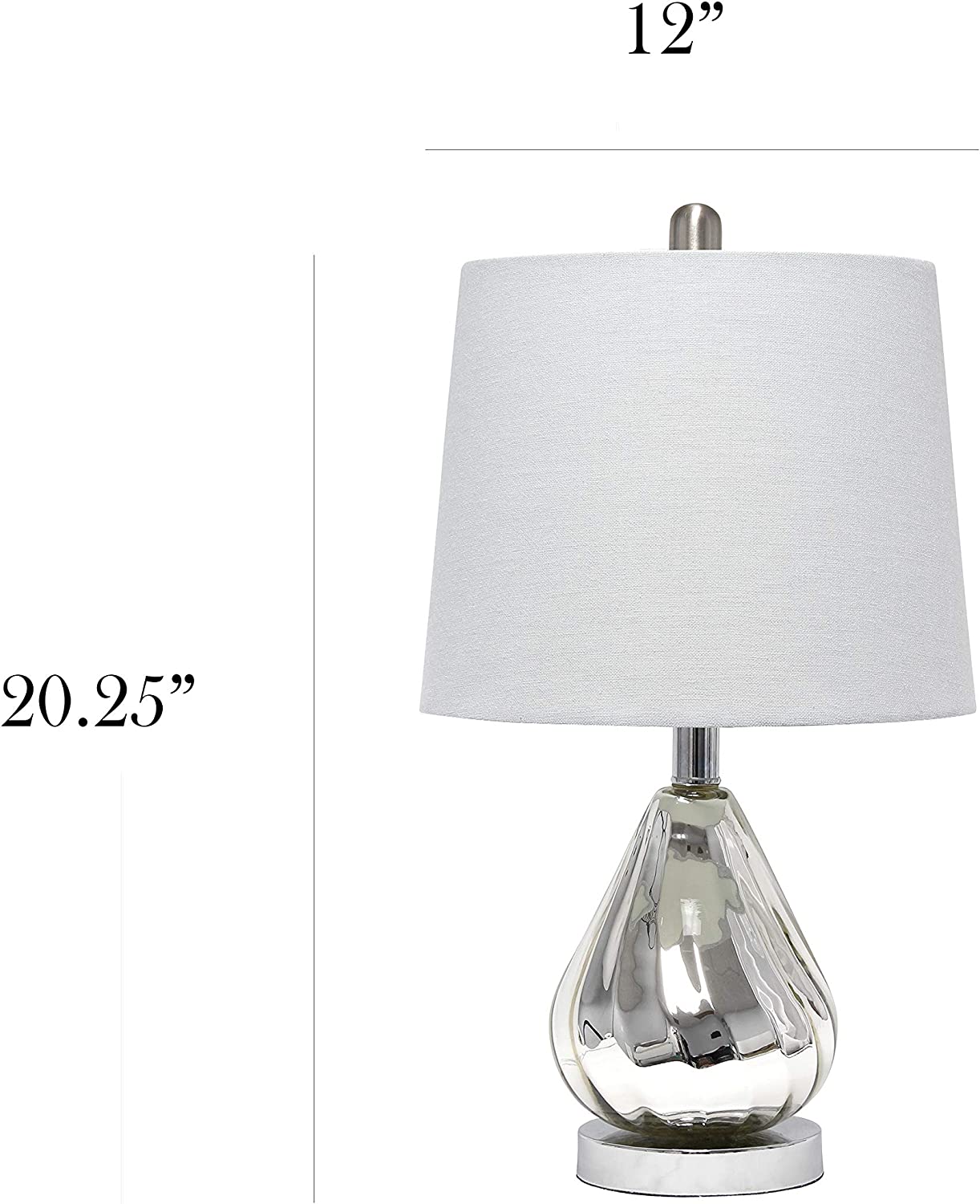 Elegant Designs LT3319-WHT Ripple Table Lamp, Chrome/White