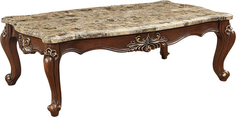acme Shalisa Coffee Table, Marble &amp; Walnut Traditional/Marble &amp; Walnut/
