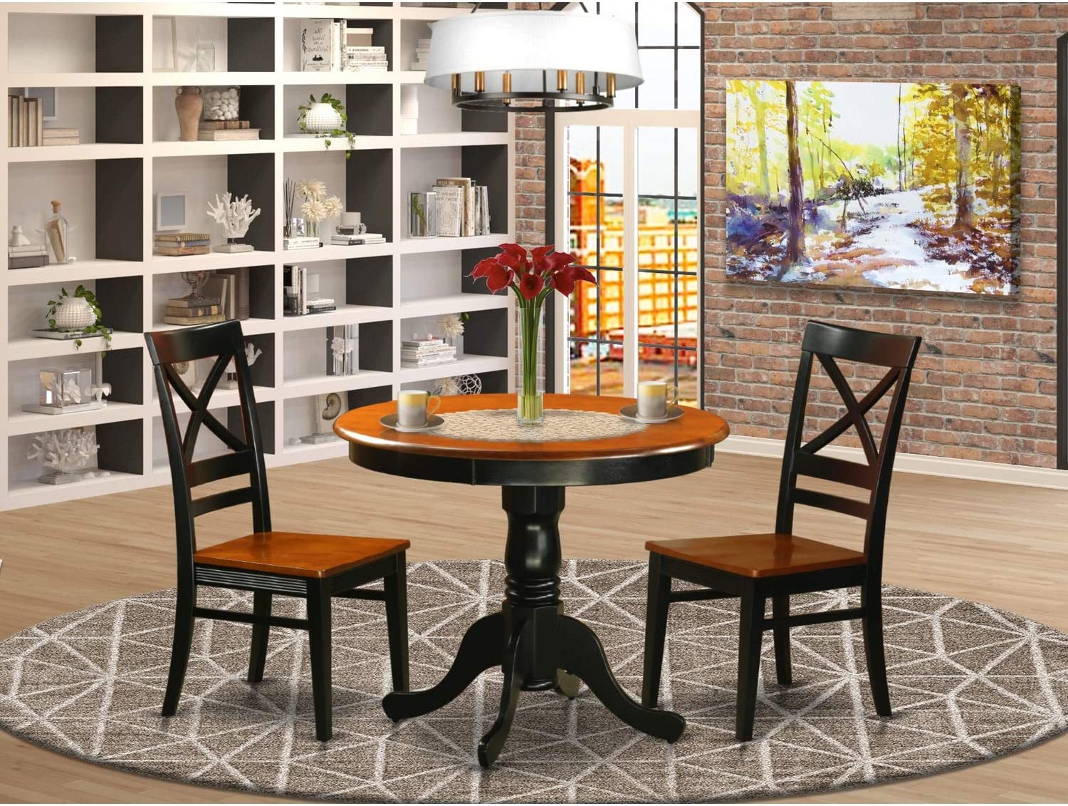 East West Furniture ANQU5-WHI-W 5 Pc Table Set for 4-Kitchen dinette Table and 4 Kitchen Chairs