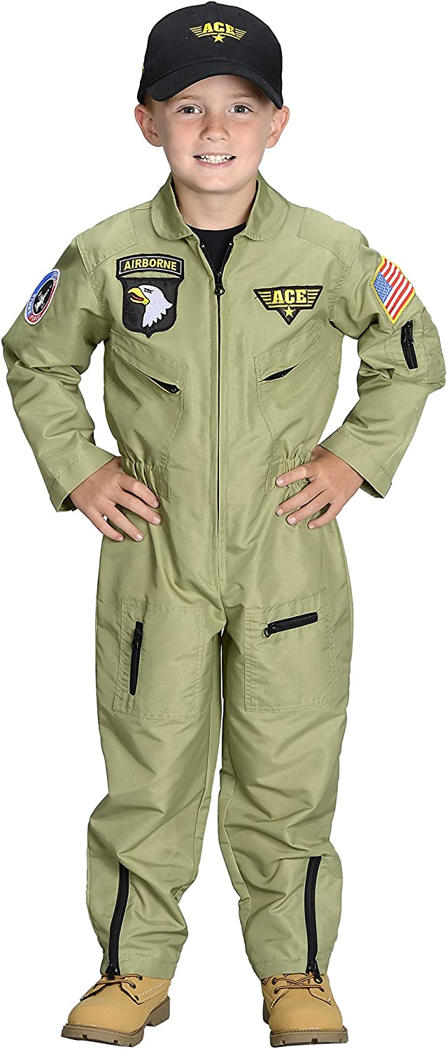 Aeromax Jr. Fighter Pilot Suit with Embroidered Cap, Size 6/8.