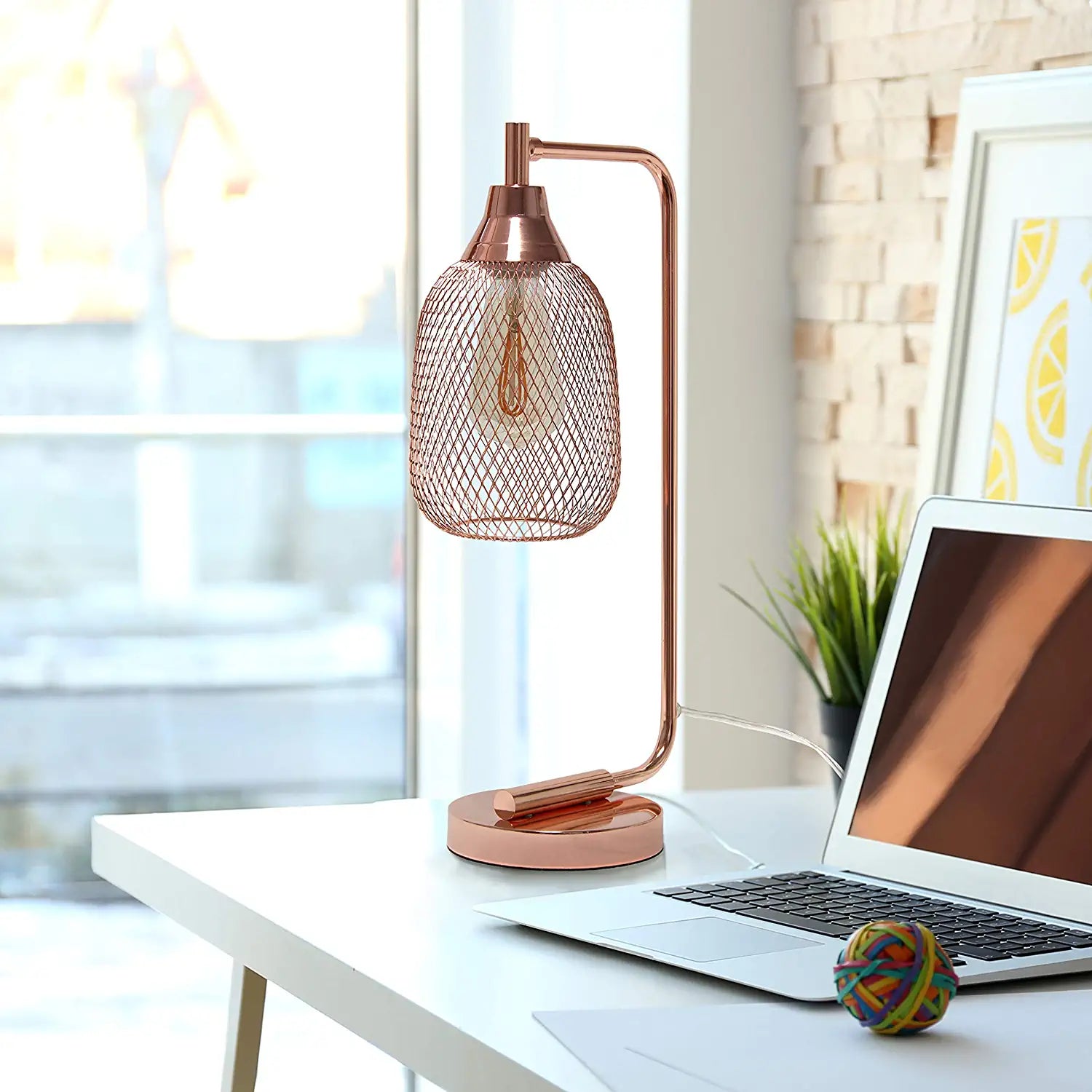 Elegant Designs LD1060-RGD Mesh Wire Table Lamp, Rose Gold