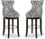 Wholesale Interiors Peace Zebra-Print Patterned Fabric Upholstered Bar Stool with Metal Footrest, White/Dark Brown