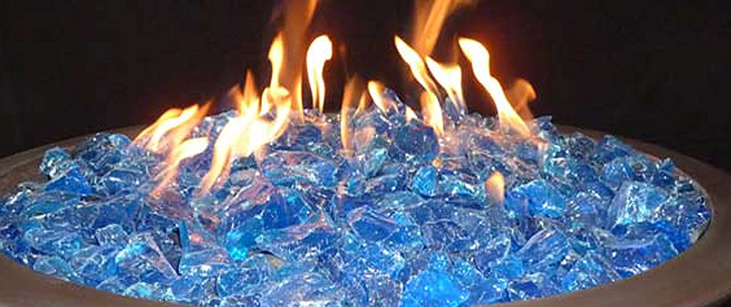 Hiland RGLASS-TRQ Pit Fire Glass i n Turquoise, Extreme Tempature Rating, Good for Propane or Natural Gas, 10 Pounds, 10 lb