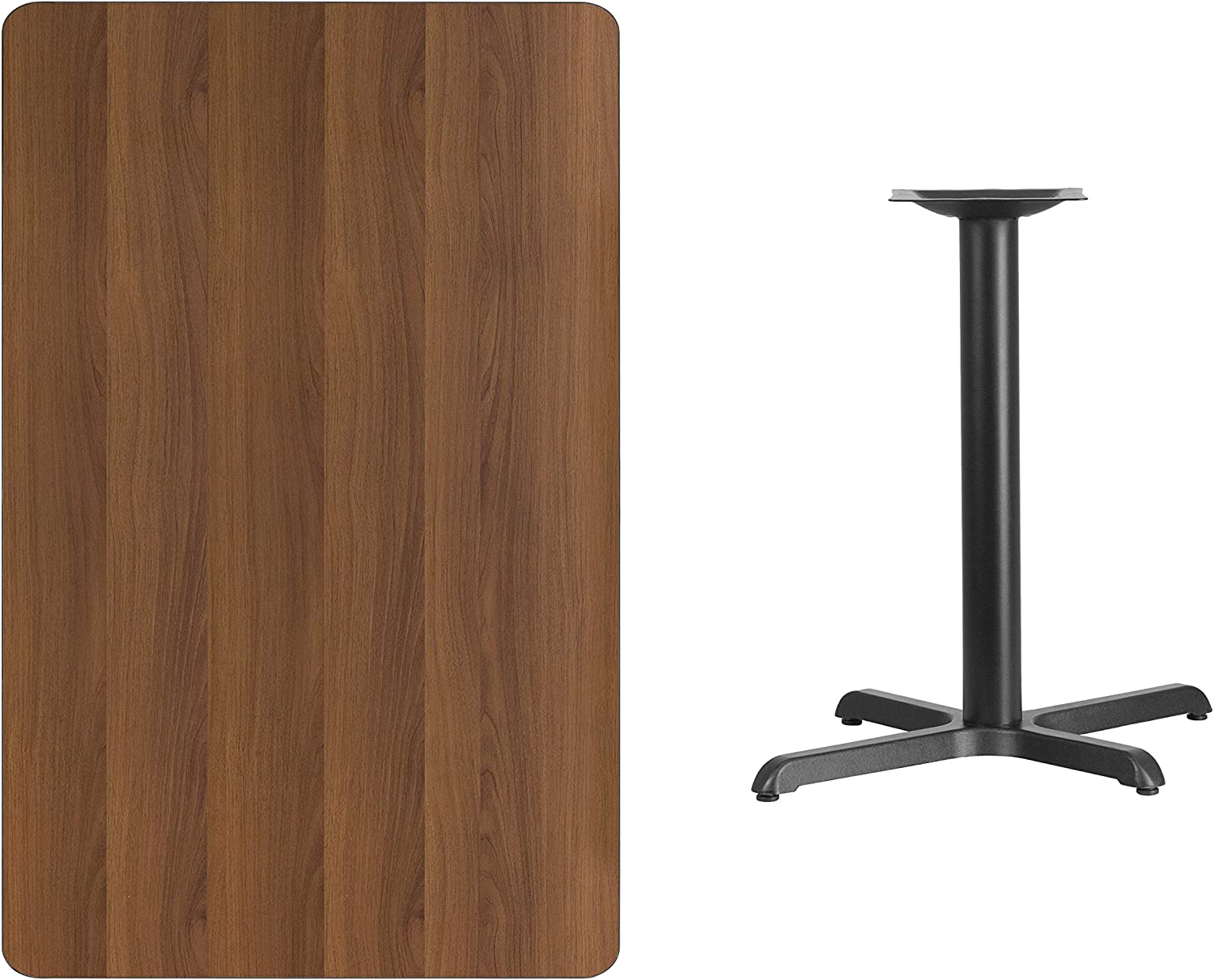 Flash Furniture 30&#39;&#39; x 48&#39;&#39; Rectangular Walnut Laminate Table Top with 24&#39;&#39; Round Table Height Base