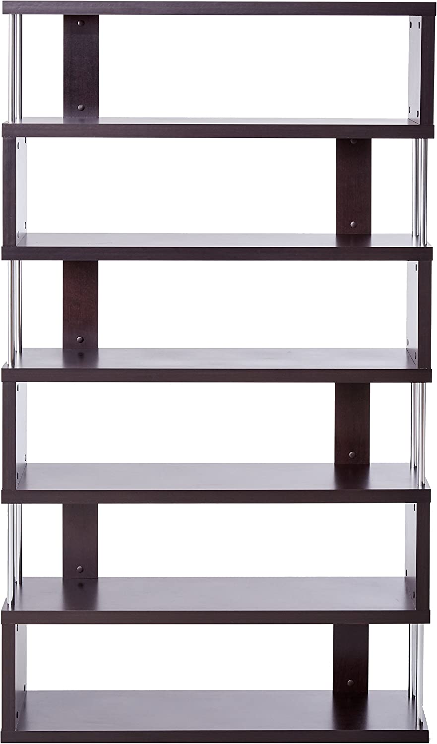 Baxton Studio Barnes 6-Shelf Modern Bookcase, Dark Brown