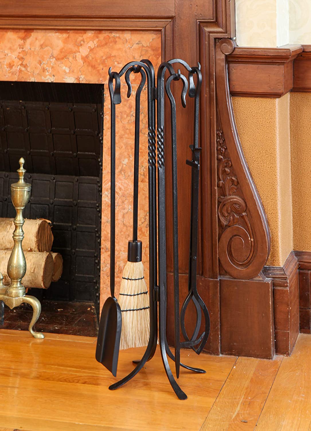 Minuteman International Shepherd&#39;s Hook III, 38-in 5-Piece Fireplace Tool Set