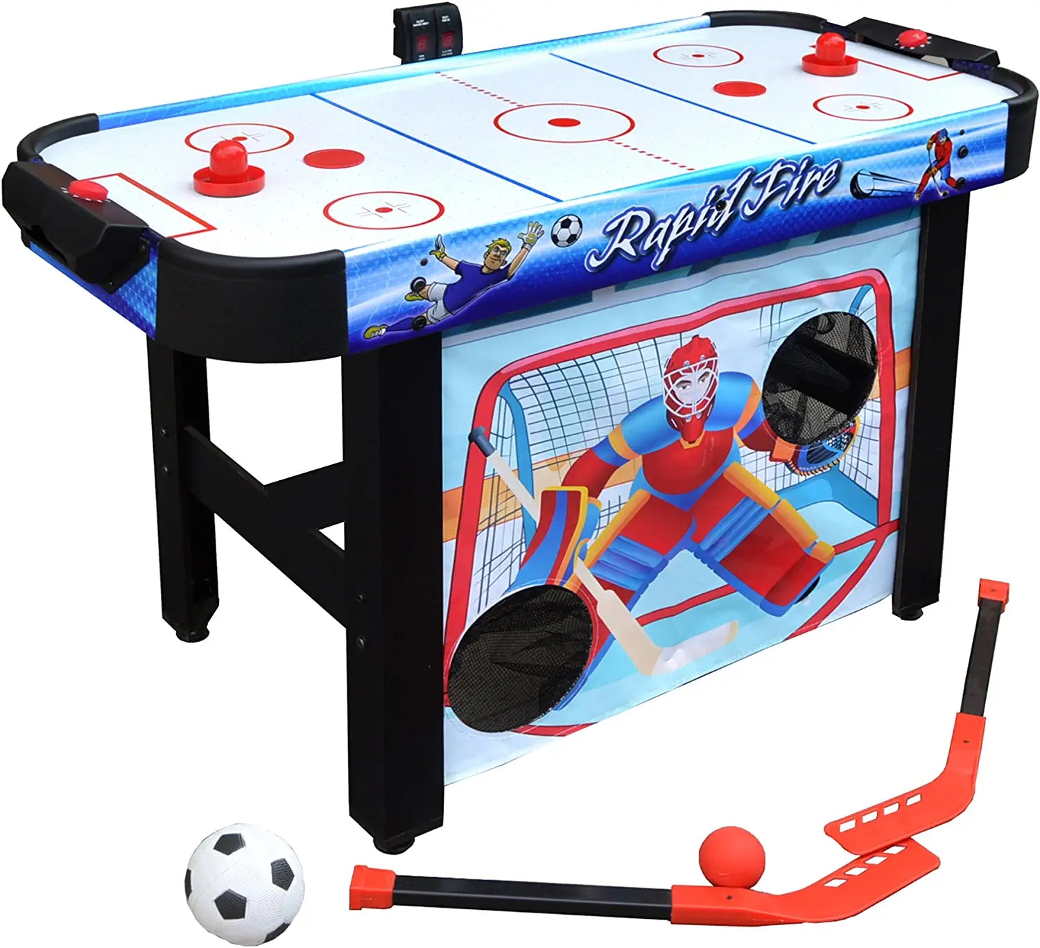 Hathaway Rapid Fire 42-in 3-in-1 Air Hockey Multi-Game Table with Soccer and Hockey Target Nets for Kids