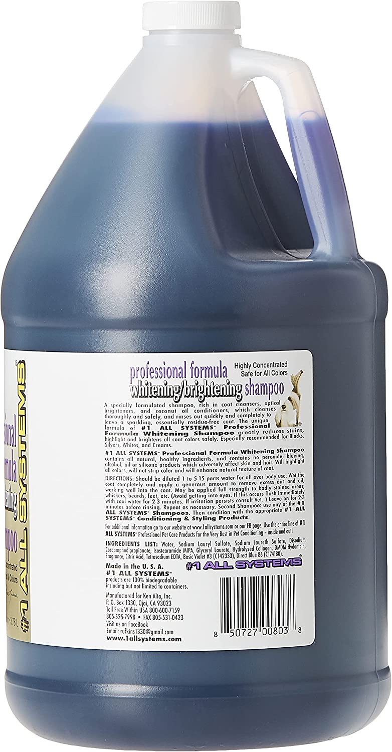 All Systems Professional Formula Whitening Dog and Cat Shampoo, 1-Gallon