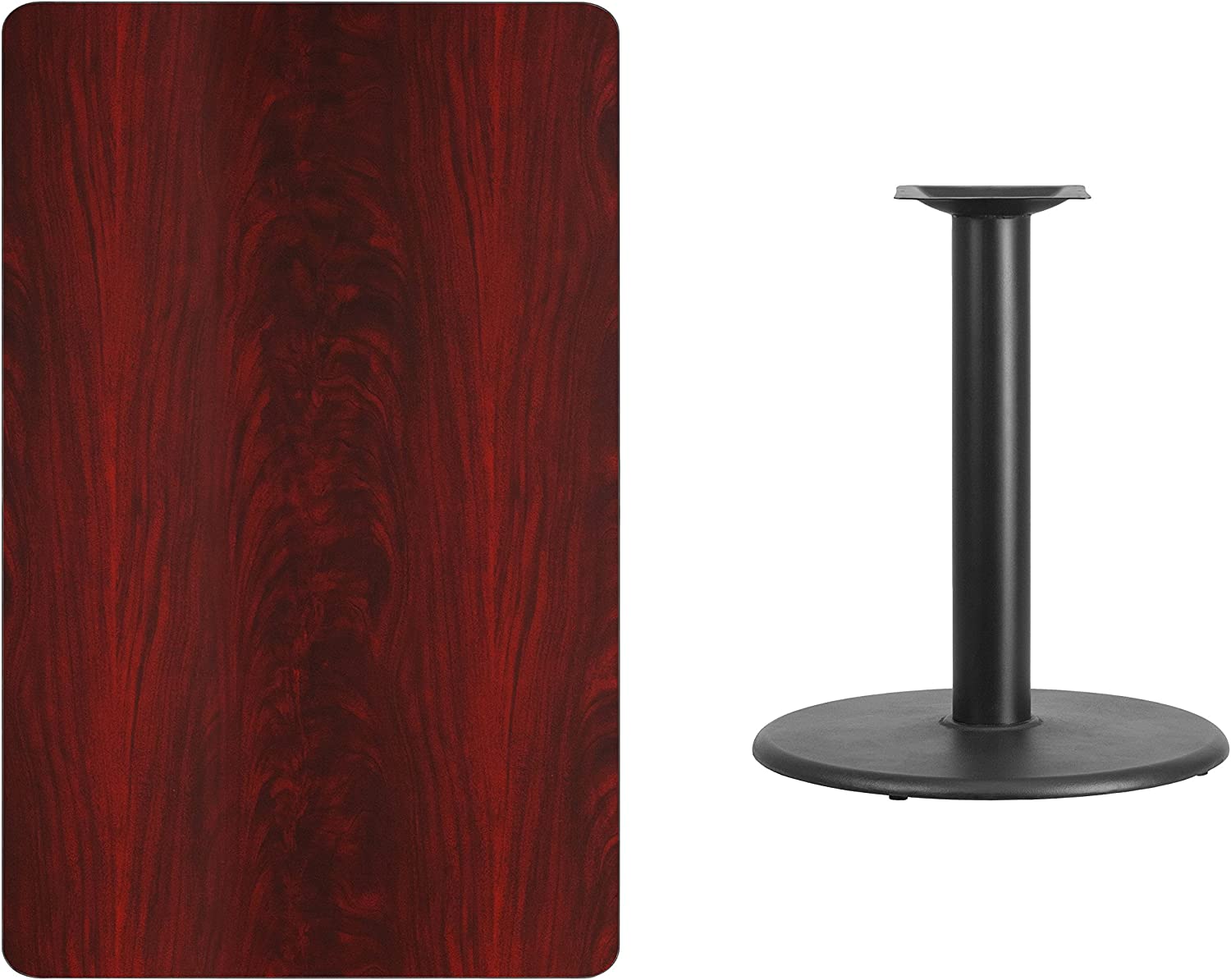 Flash Furniture 30&#39;&#39; x 48&#39;&#39; Rectangular Mahogany Laminate Table Top with 24&#39;&#39; Round Table Height Base