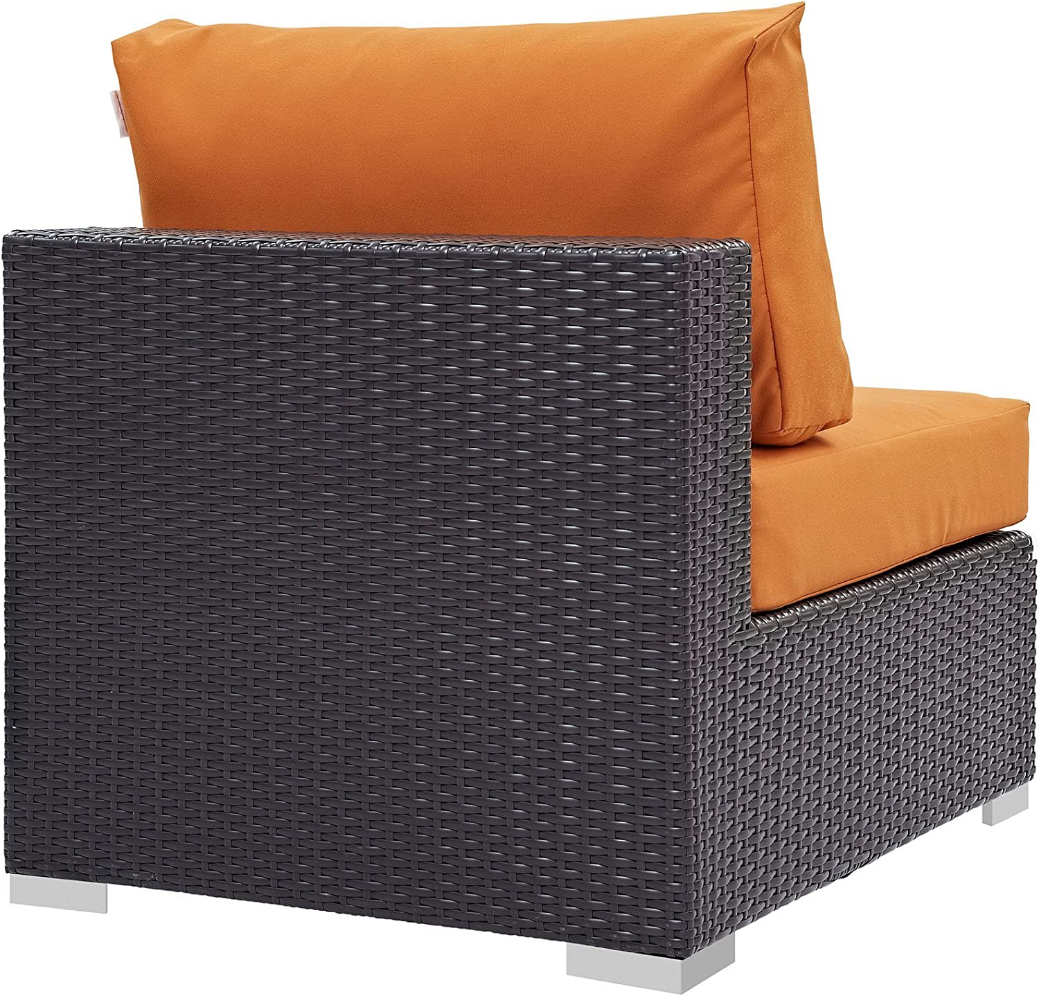 Modway Convene Wicker Rattan Outdoor Patio Sectional Sofa Armless Chair in Espresso Orange