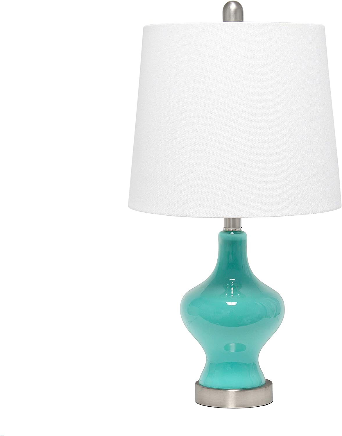 Elegant Designs LT3317-WHT Glass Gourd Shaped Table Lamp, White/Linen White