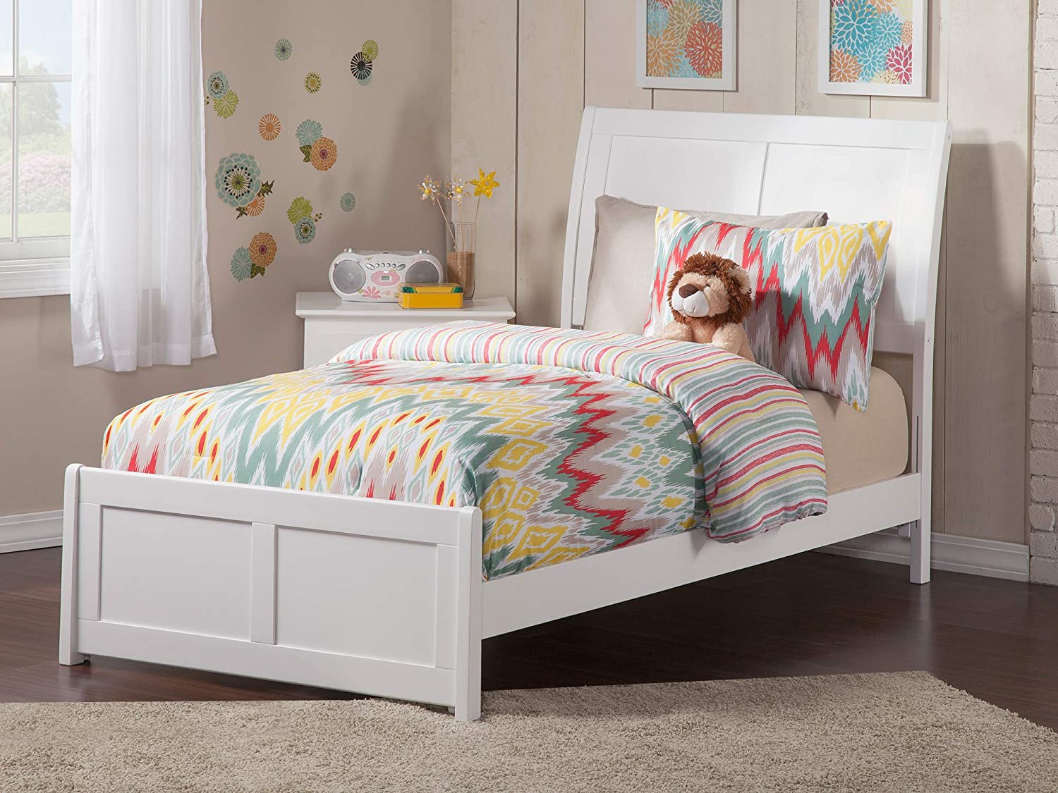 AFI Portland Traditional Bed with Matching Footboard and Turbo Charger, Twin XL, White