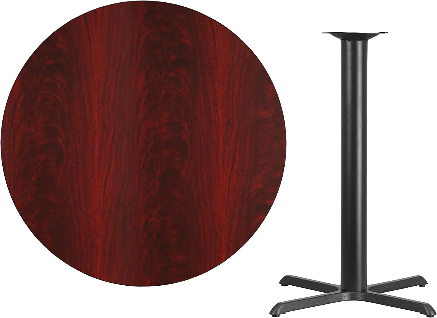 Flash Furniture 42&#39;&#39; Round Walnut Laminate Table Top with 33&#39;&#39; x 33&#39;&#39; Table Height Base
