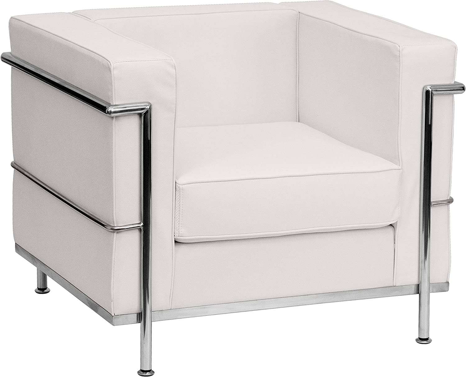 Flash Furniture HERCULES Regal Series Contemporary White LeatherSoft Chair with Encasing Frame