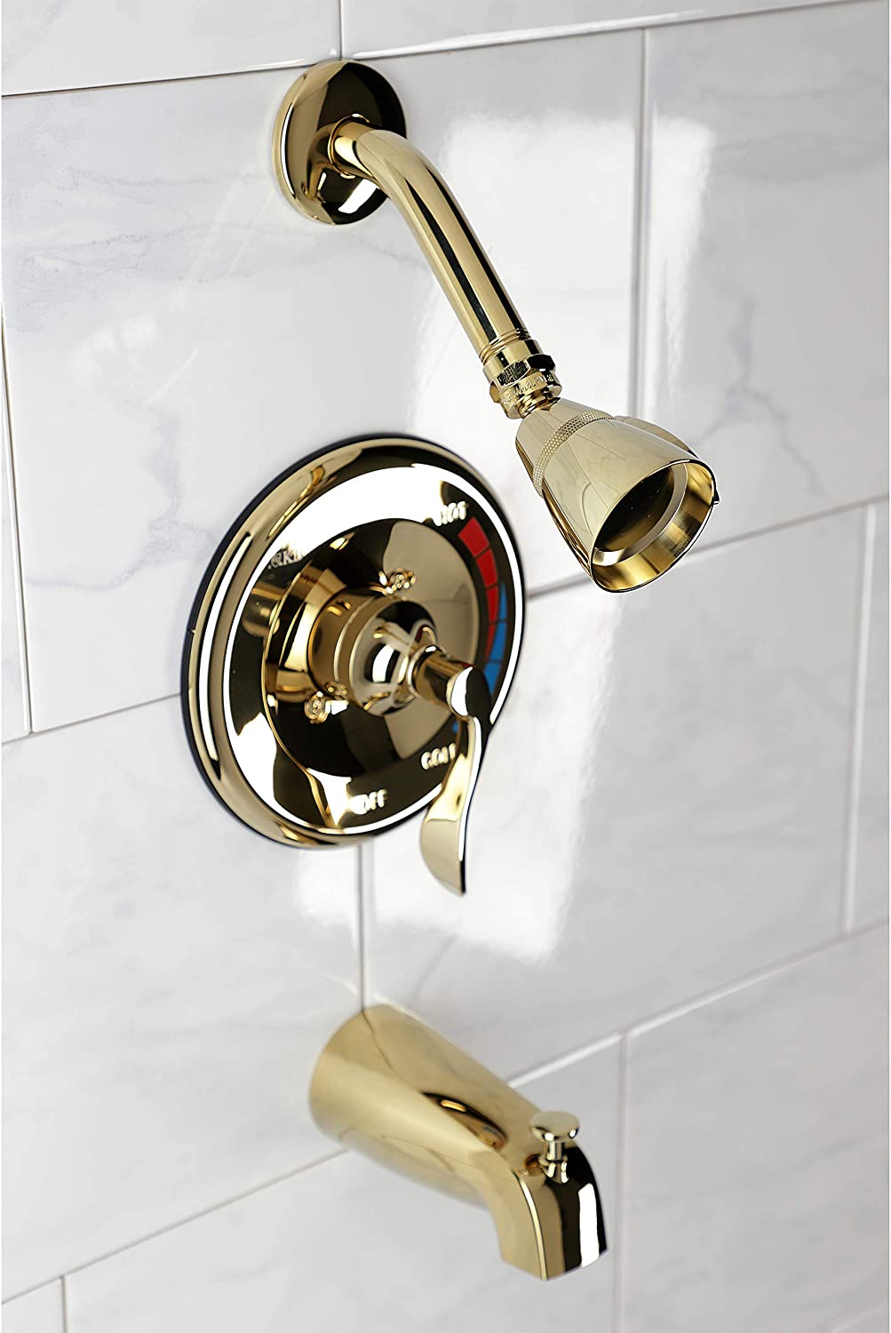 Kingston Brass KB8632DFL NuWave Tub and Shower Faucet, Polished Brass