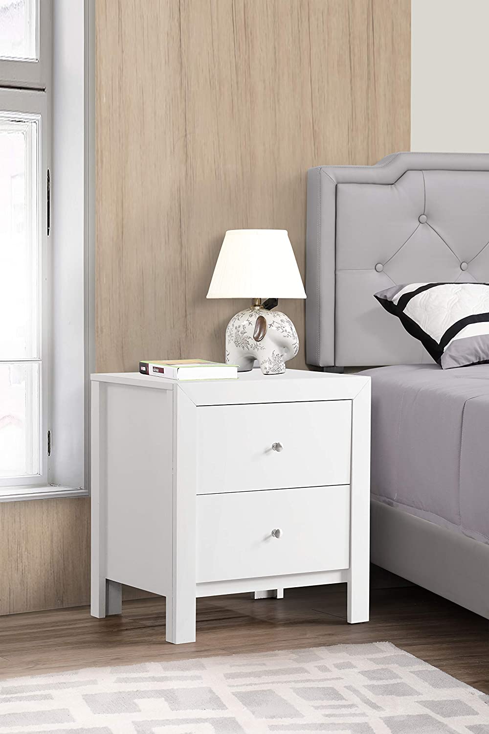 Glory Furniture 2 Drawer Nightstand, White