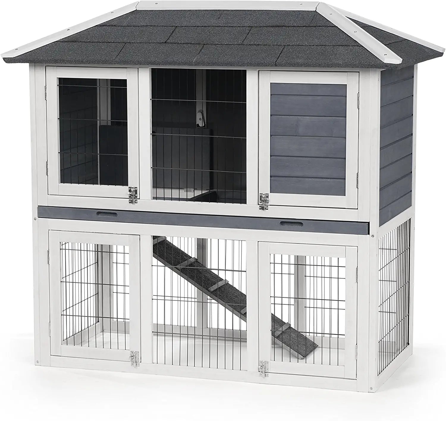 Prevue Pet Products 4601 Duplex Rabbit Hutch, Gray/White