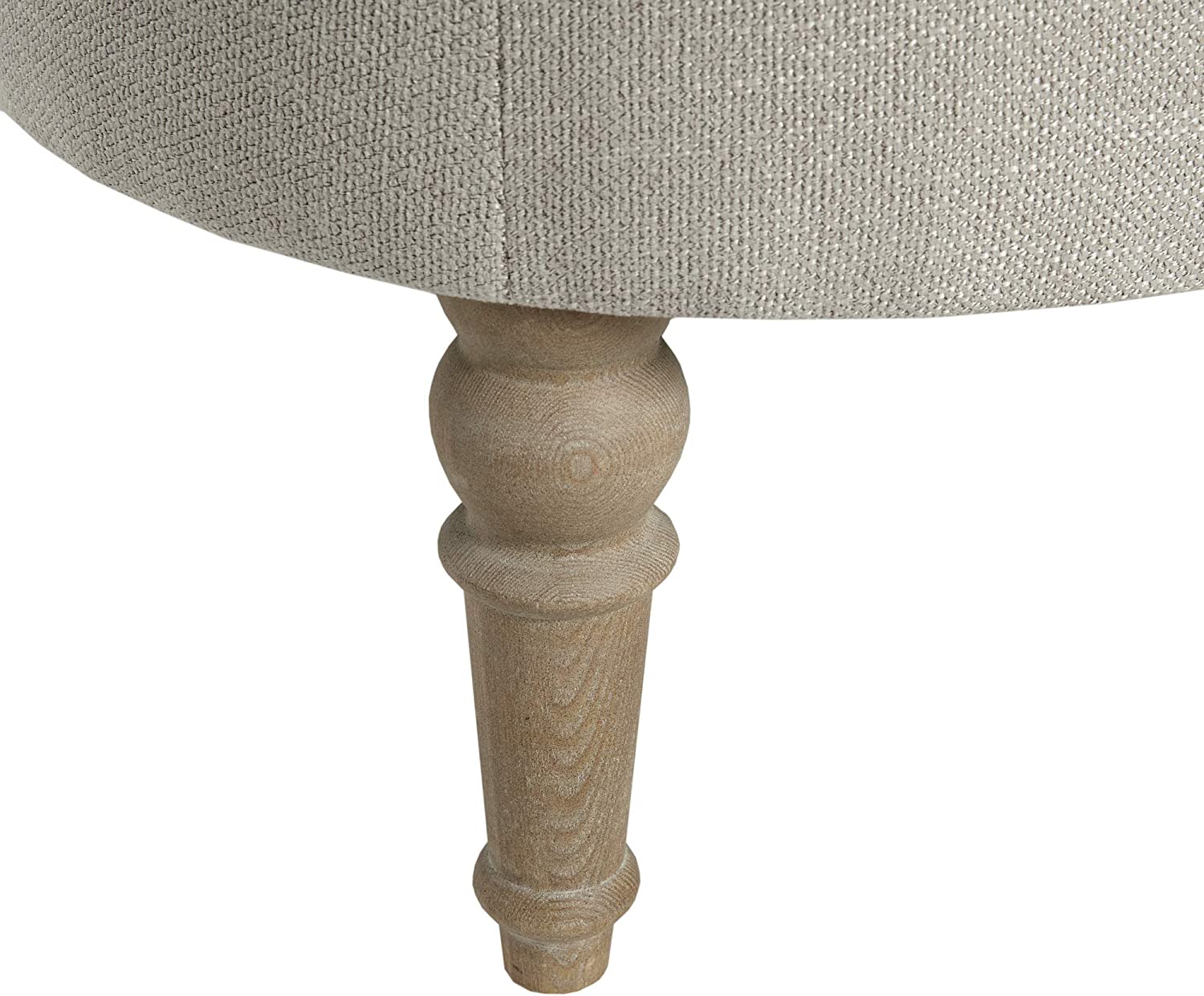 Martha Stewart Clara Cocktail Ottoman-Oval Surfboard Button Tufted, Upholstered Coffee Table for Living Room Foam Padded Footrest, Reclaimed Finished Solid Wood Legs, 48 x 26.75 x 18.75, Grey