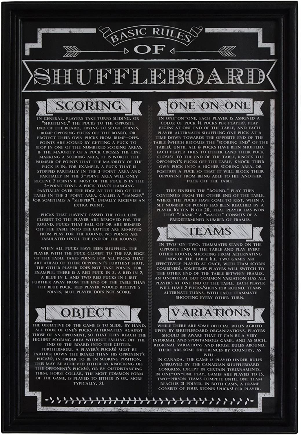 Hathaway Shuffleboard Game Rules Wall Art, Black