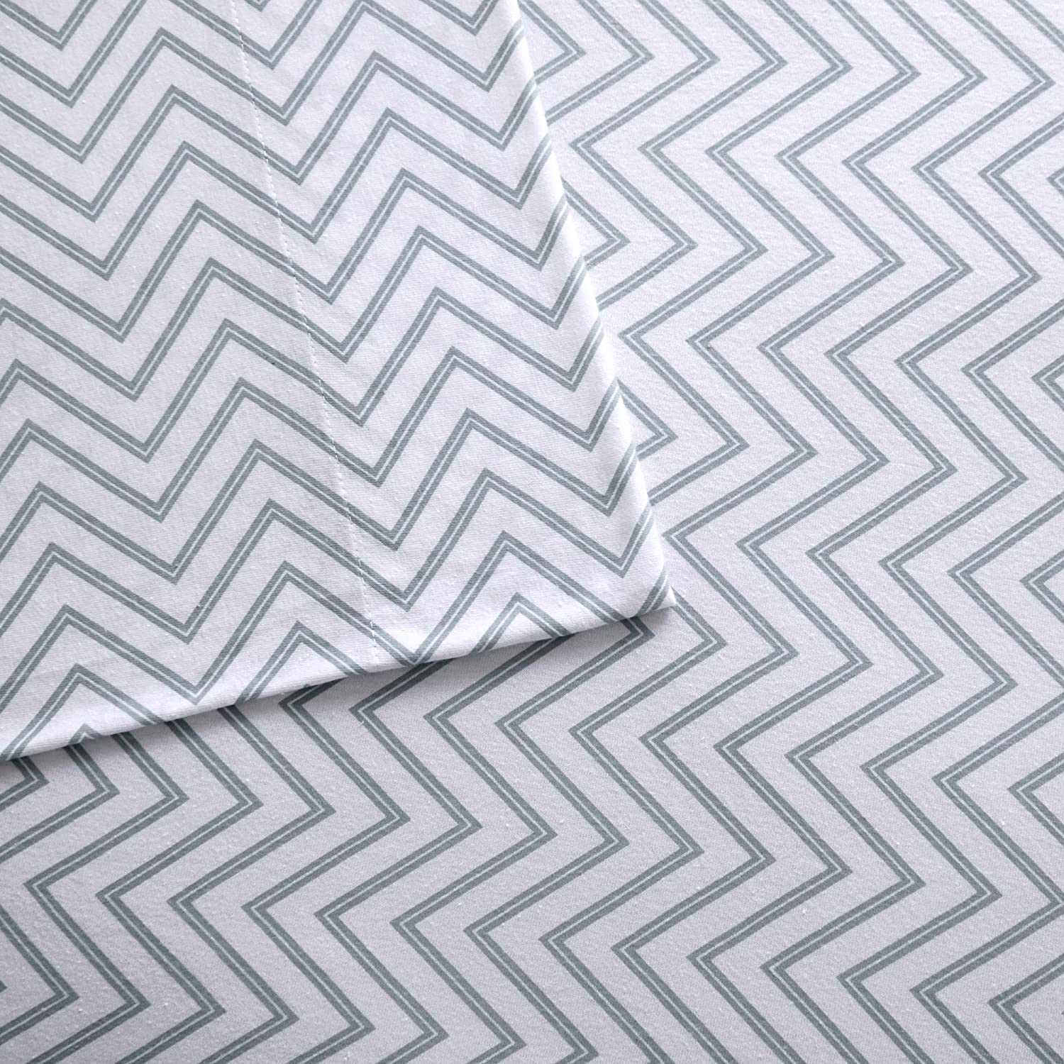 Intelligent Design Blend Jersey Knit Full, Coastal Cotton, Grey Chevron Bed Set 4-Piece Include Flat, Fitted Sheet &amp; 2 Pillowcases