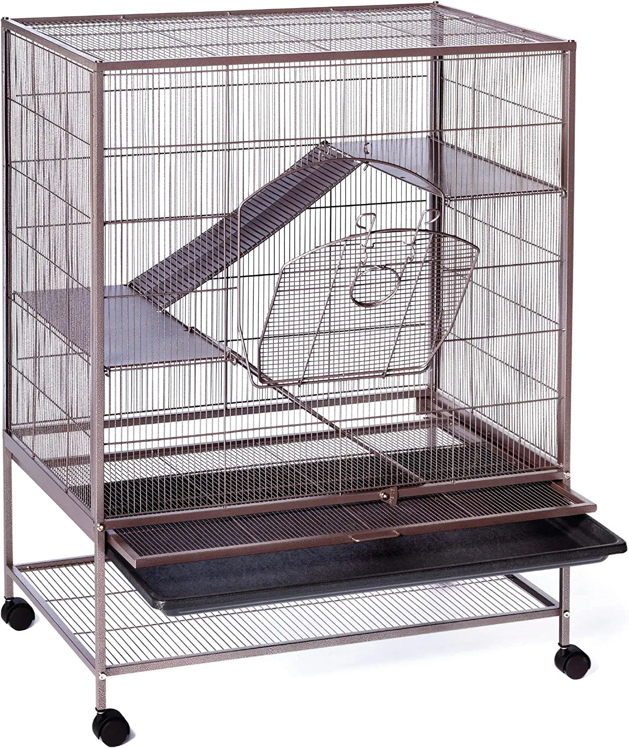 Prevue Pet Products Rat, Chinchilla, Baby Ferret Cage, Metal Home Crate for Small Animal Critters, Chew-Proof House with Caster Wheels, Earthtone Dusted Rose Hammertone Finish