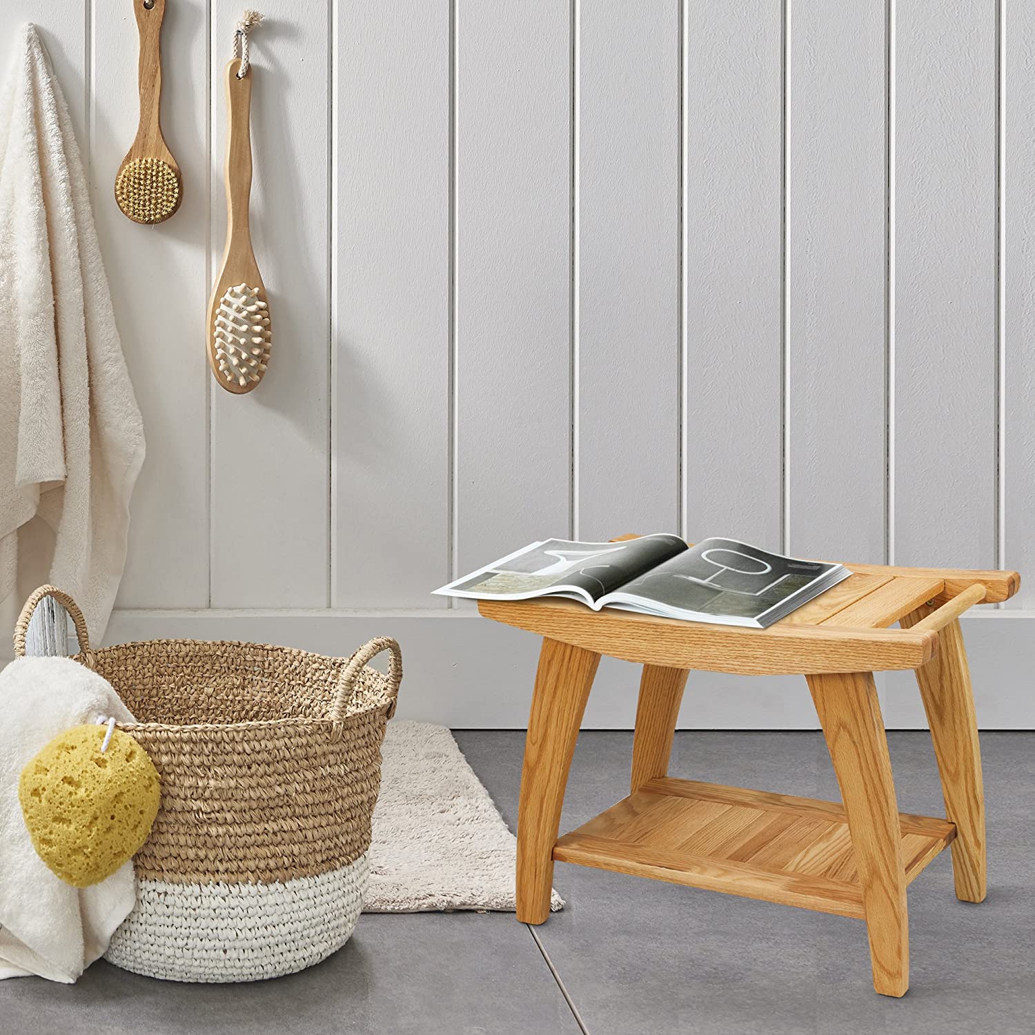 American Trails Tao Solid White Oak Shower Bench, Natural