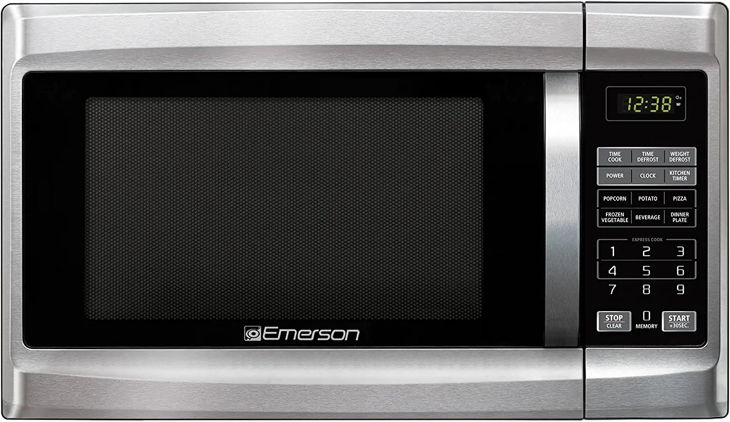 Emerson 1.3 CU. FT. 1000 Watt, Touch Control, Stainless Steel Front, Black Cabinet Microwave Oven, MW1338SB