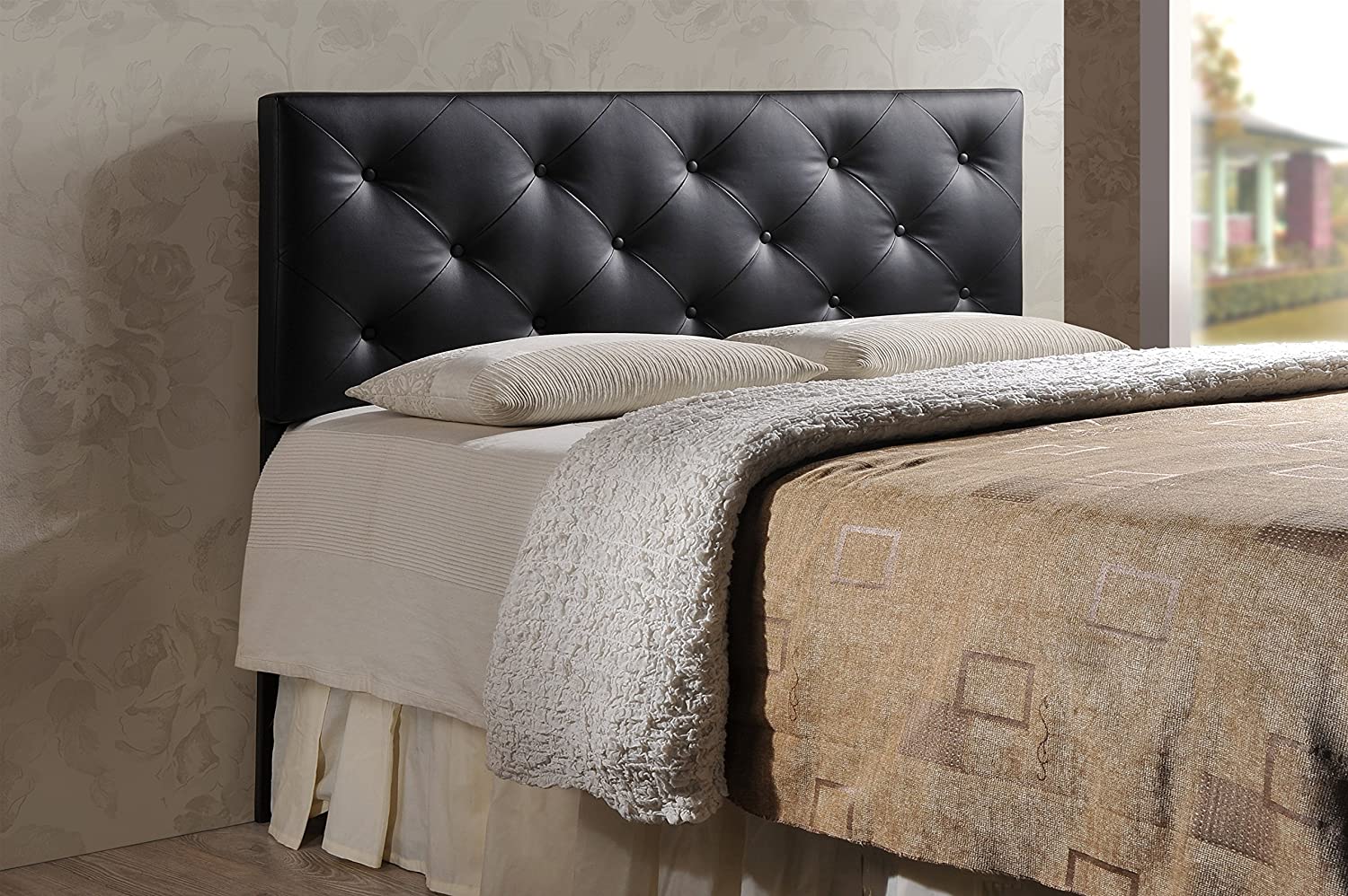 Baxton Studio Baltimore Modern and Contemporary Full White Faux Leather Upholstered Headboard