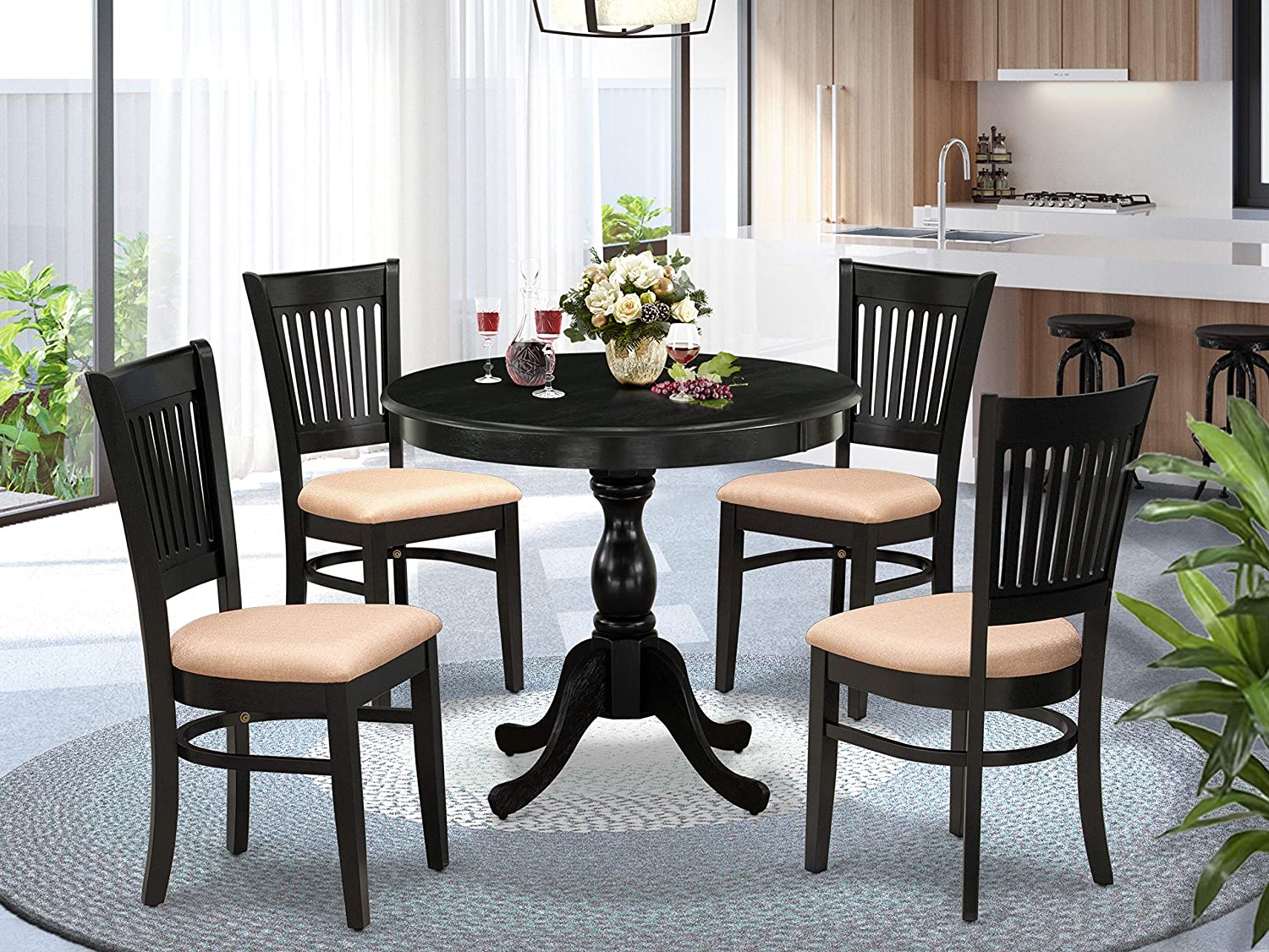 East West Furniture AMVA5-LWH-W Dining Set, Regular