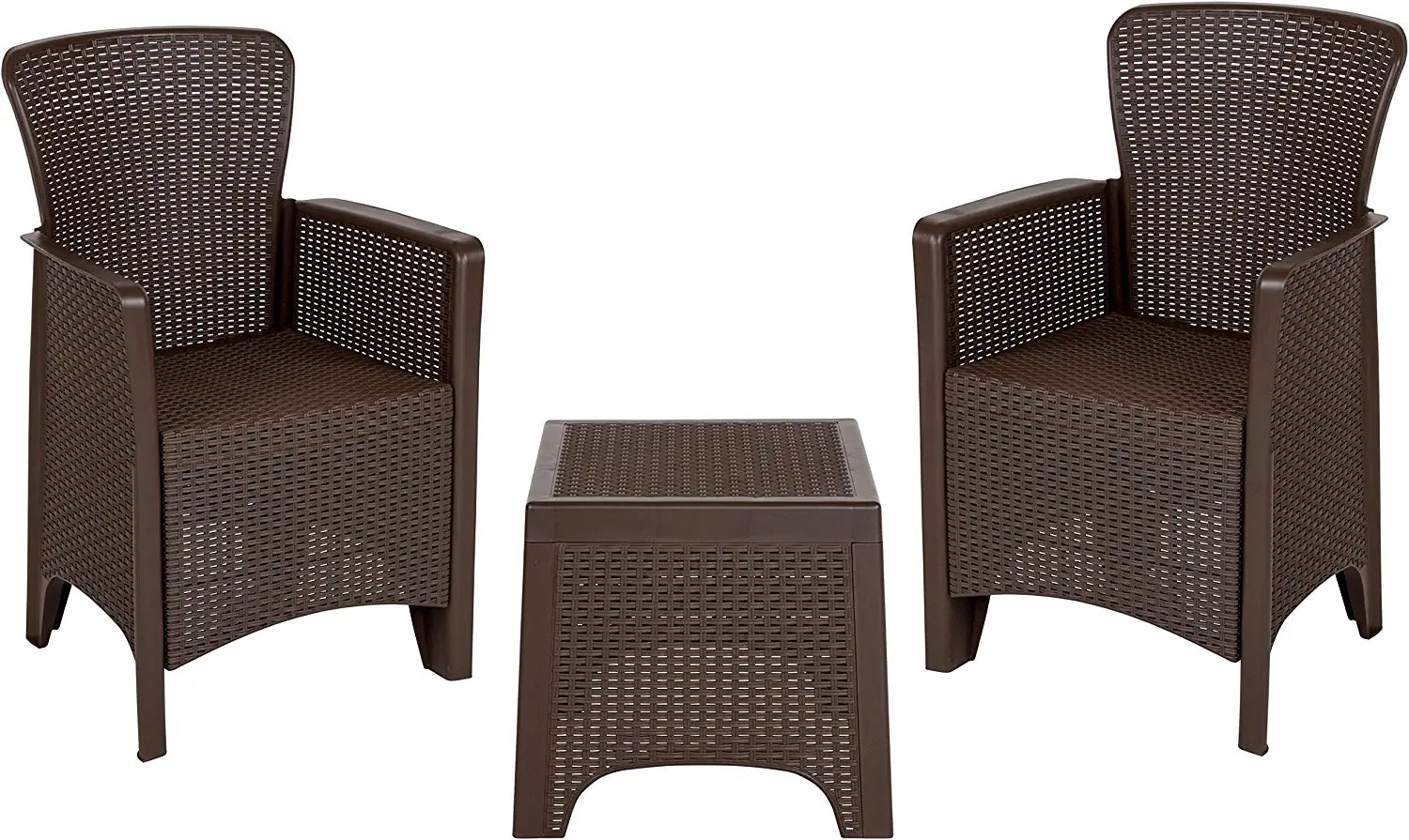 Flash Furniture Dark Gray Faux Rattan Plastic Chair Set with Matching Side Table