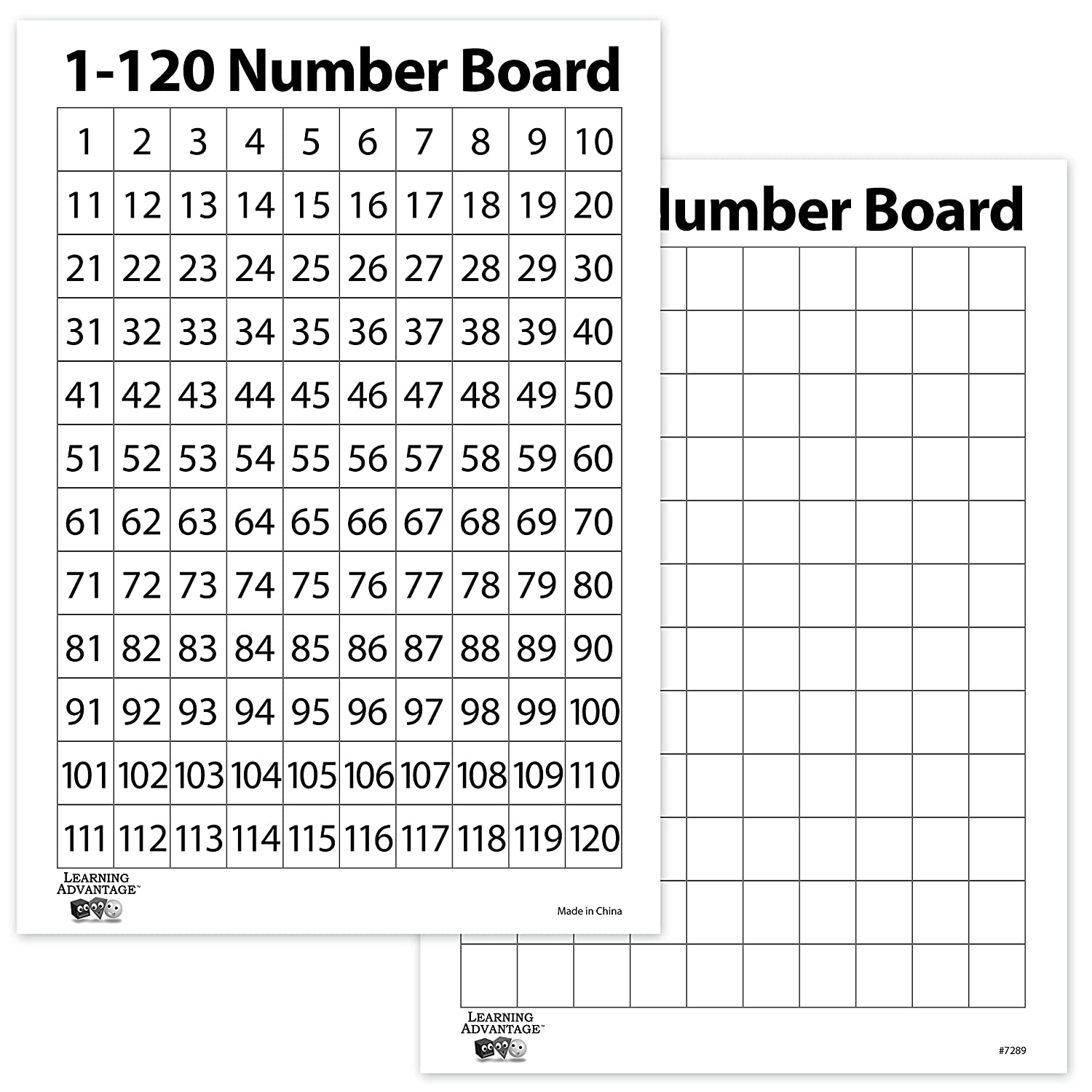 LEARNING ADVANTAGE Dry Erase Boards - Numbers 1-120 - Set of 10 - Number Chart for Kids - Teach Early Numeracy - Hands-On Math Manipulatives