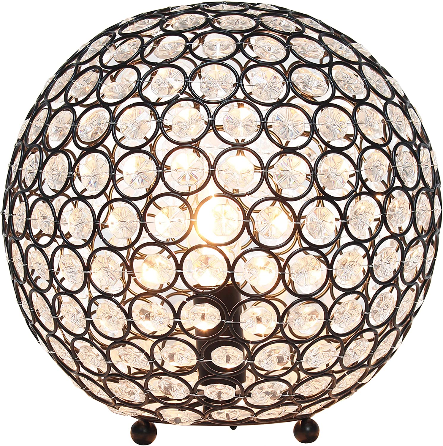 Elegant Designs Elipse 10 Inch Crystal Ball Sequin Table Lamp, White