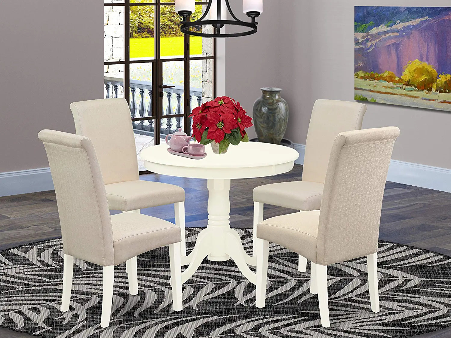 East West Furniture ANBA5-LWH-01 Dining Set