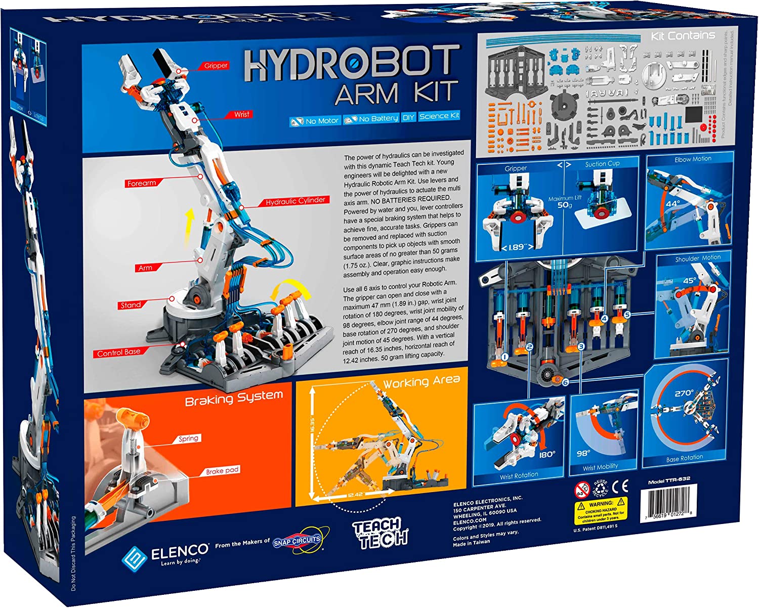 Elenco Teach Tech √É¬¢√¢‚Äö¬¨√Ö‚ÄúHydrobot Arm Kit√É¬¢√¢‚Äö¬¨√Ç¬ù, Hydraulic Kit, STEM Building Toy for Kids 10+