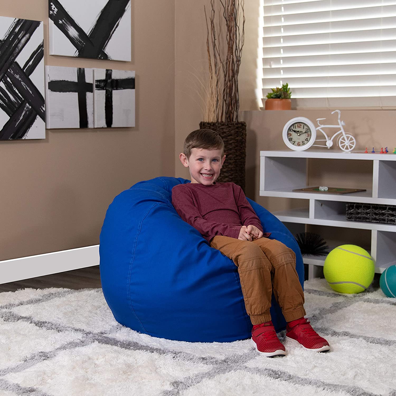 Flash Furniture Oversized Solid Royal Blue Bean Bag Chair for Kids and Adults
