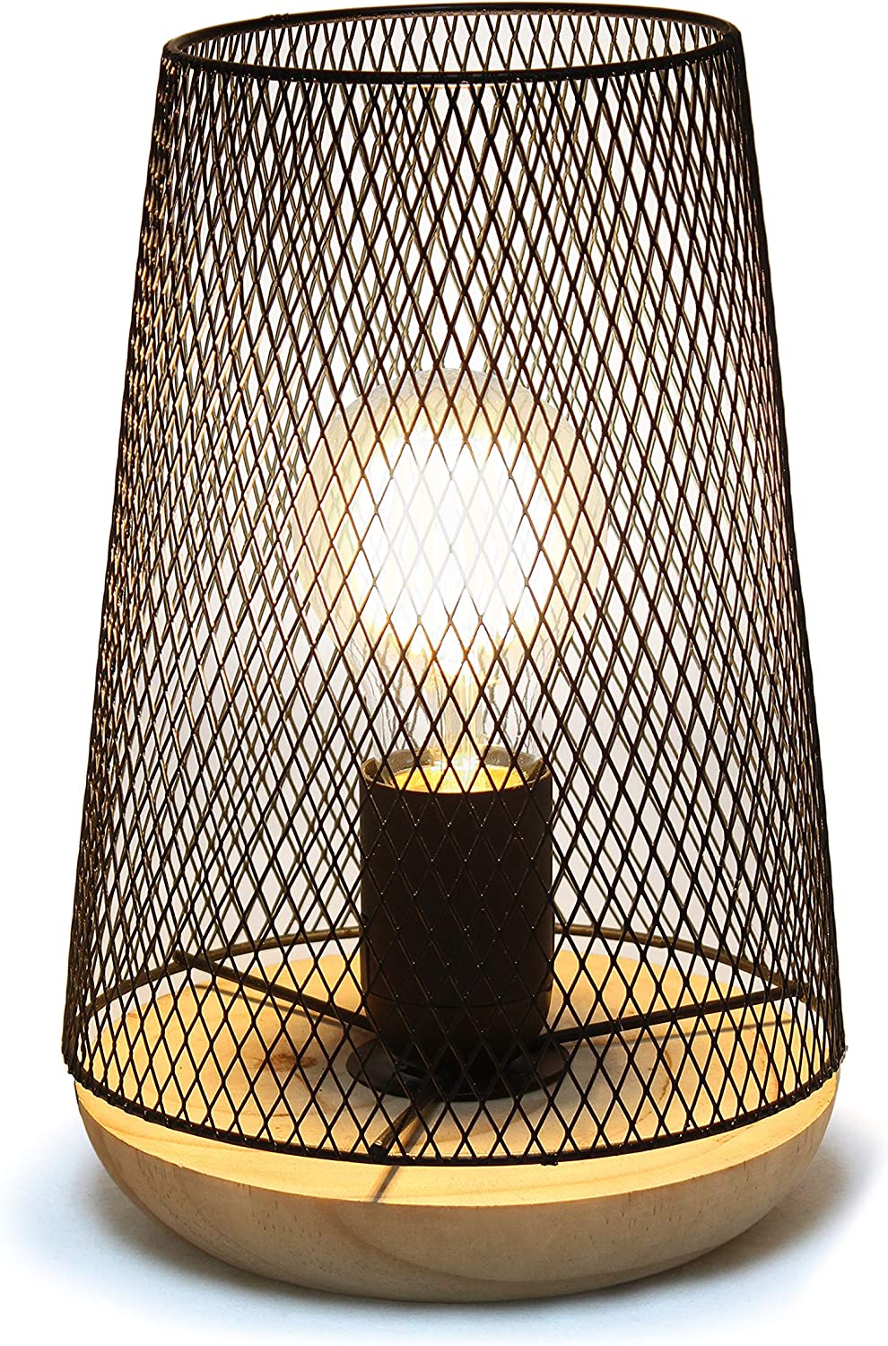 Simple Designs LT1074-WHT Wired Mesh Uplight Table Lamp, White